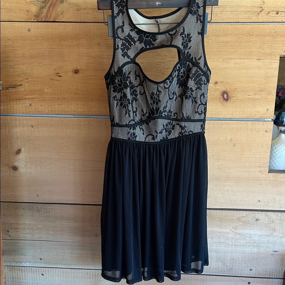 Ultra Pink Black and Cream Lace Dress